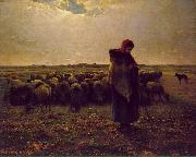 Jean-Franc Millet Shepherdess with her flock oil painting picture wholesale